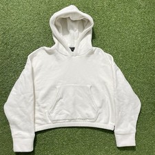 James Perse Relaxed Cropped Hoodie Cotton White Womens 1 Small S Pullover Boxy