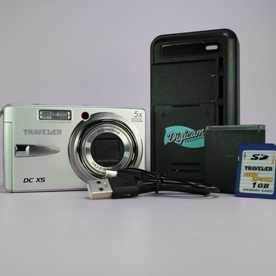 Traveler Digital Camera DC-X5 10.0MP Silver Tested Full Working Set
