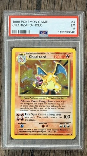 1999 Pokemon Game CHARIZARD HOLO Unlimited 4/102 PSA 5 EX