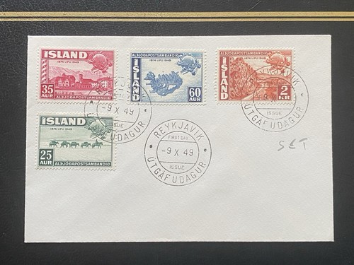 Iceland 1949 UPU FDC: 75th Anniversary of the Universal Postal Union in VGC - 第 1/3 張圖片