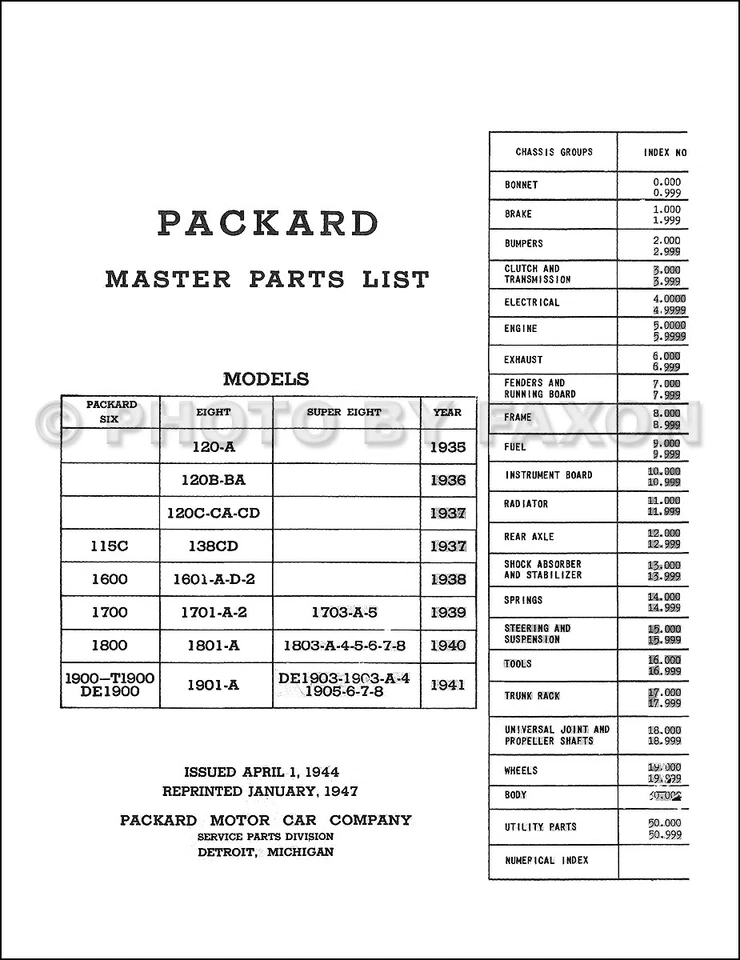 Packard Master Parts Book 1935 1936 1937 1938 1939 1940 1941 Catálogo 6 y 8 Foto 2 de 4