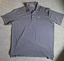Peter Millar Summer Comfort Golf Polo Shirt Mens Size XXL Blue W White Stripes