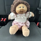 VTG 1985 Cabbage Patch Kids Doll: Brown Hair, White Shirt Pink Plaid Skirt