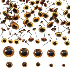 Deep Brown Glass Eyes 100pcs Assorted 3mm-12mm for Sewing Projects - New