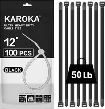   100 Pack 12 inch Black Heavy Duty Zip Ties Zipties Cable Ties 50 lbs Tensile  