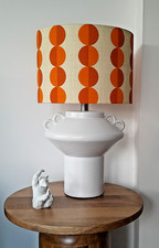 Retro Style Lampshade Handmade In Valencia Burnt Umber Orange Circles Fabric
