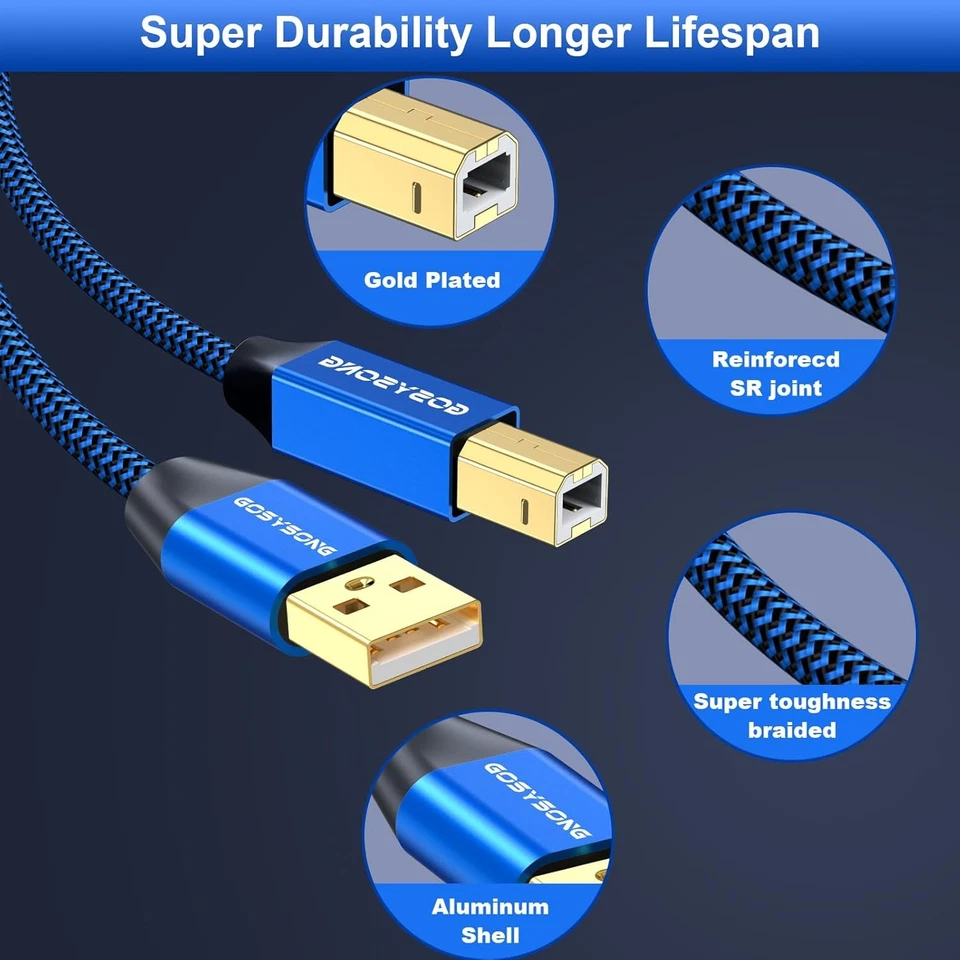 60ft Active USB 2.0 Printer Cable - Type A to Type B, High Speed - Image 3 of 4