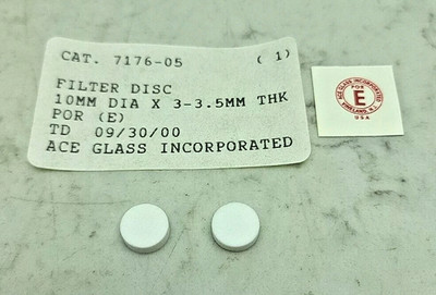 2 Pack Ace Glass 7176-05 10mm Filter Disc Porosity E 10 mm Diameter New