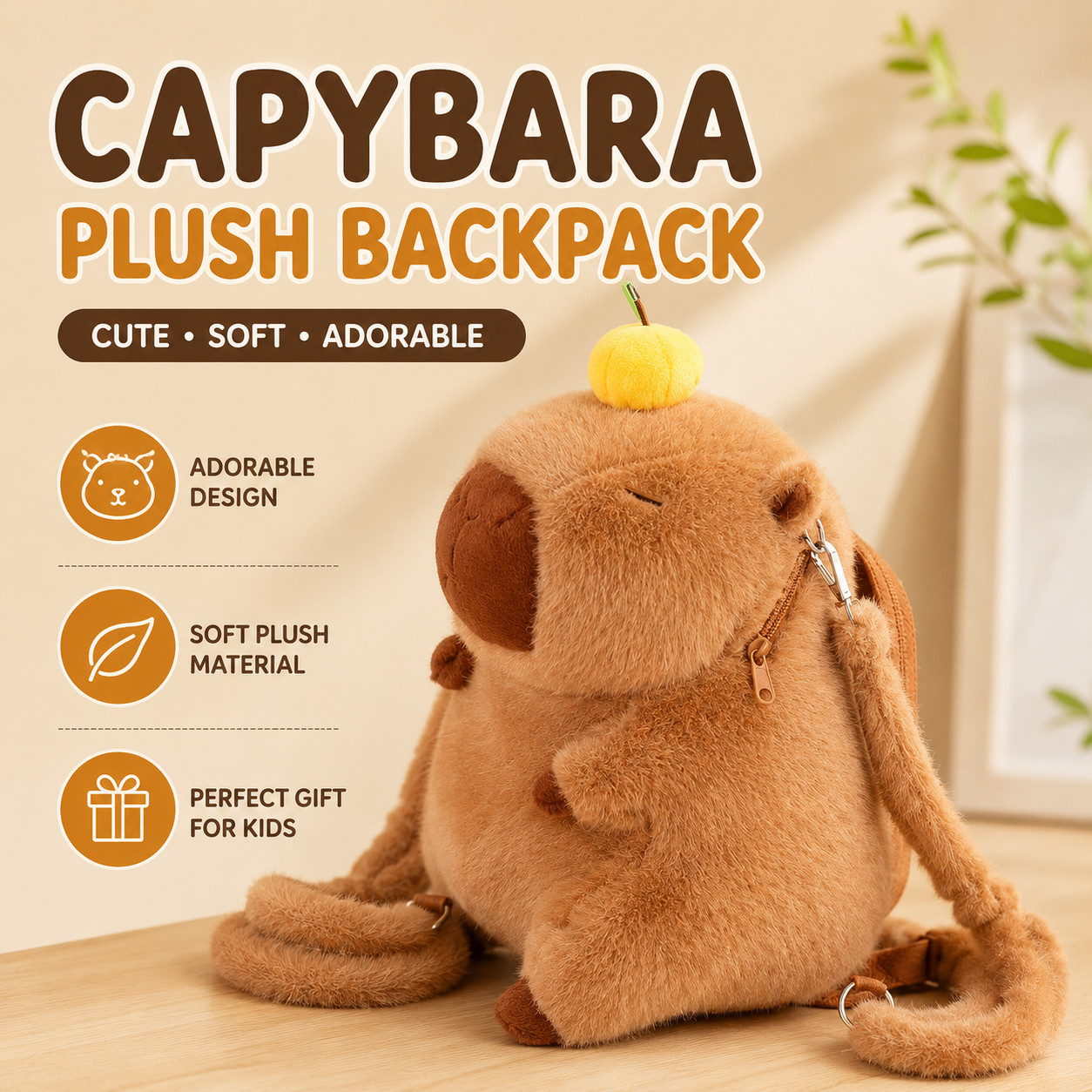 Capybara Plush Backpack Kawaii Mini Shoulder Bag Kids Gift