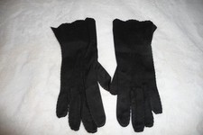 Driving Double Weave Cotton GLOVES  Vintage 50's Black Scallop Edge
