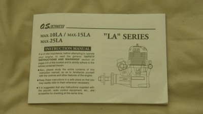 OS MAX LA Series 25, 15, 10, RC Model Airplane Engine Owners Manual w/ Decals