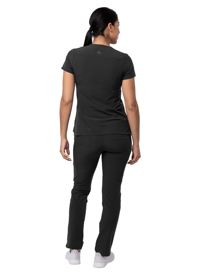 Adar Scrub Set For Women - Bib Front Smock Scrub Top & Skinny Cargo Scrub Pants - Image 2 of 4