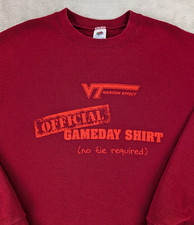 Vintage Virginia Tech Hokies Sweatshirt Maroon Effect Crew Neck Men Large