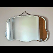 Authentic Art Deco 1940s Wall Mirror With Bevelled Edges. Good Condition