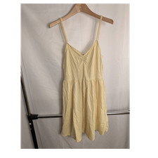 Forever 21 Yellow Solid V-Neck A-Line Knee Length Strappy Sleeveless Dress S