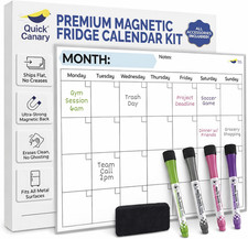 Monthly Magnetic Calendar for Refrigerator - 17X12  Stain-Resistant Dry Erase Fr