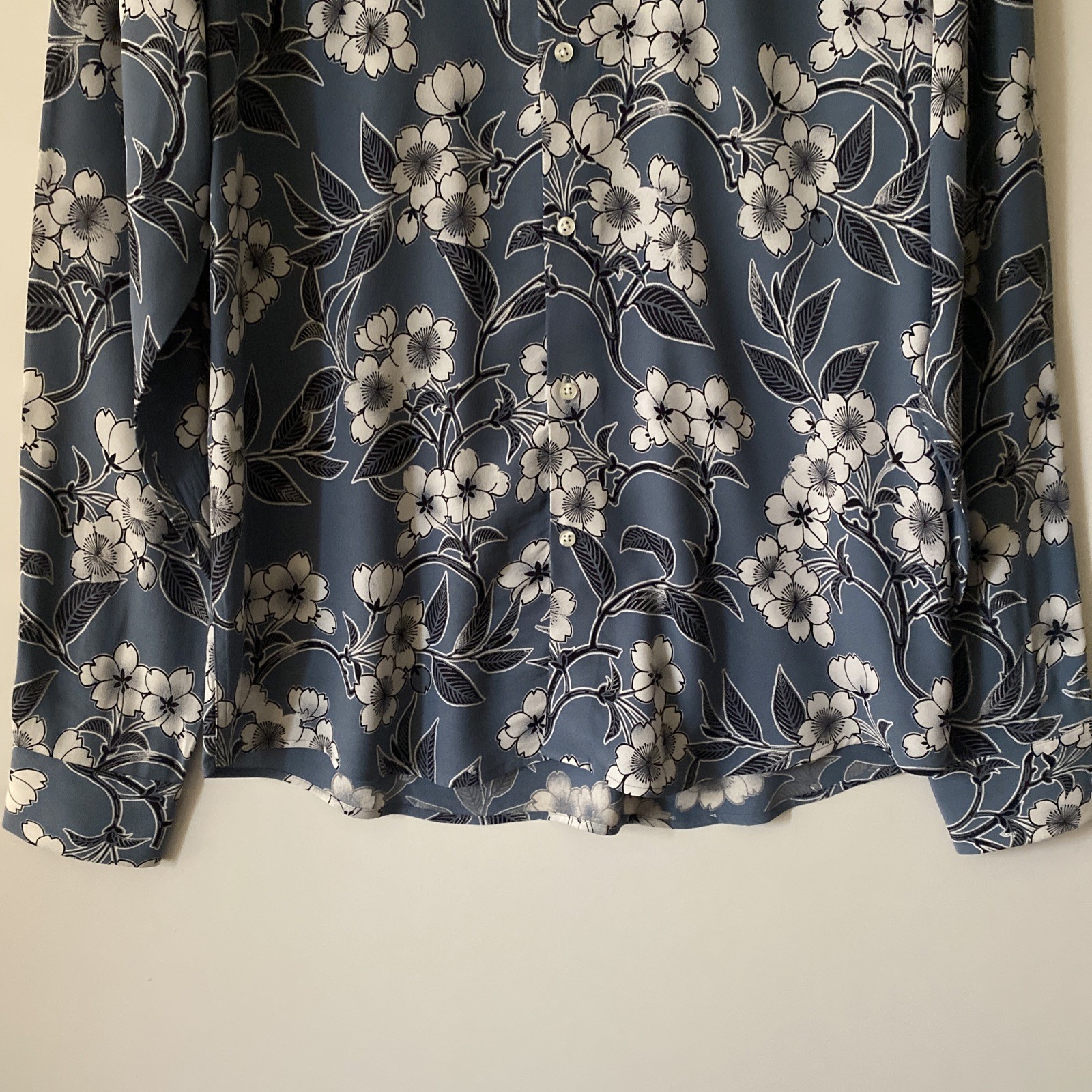 REISS Shirt Sz M Freddie Blue Floral Print Long Sleeved Button Down Slim Fit Men image 4