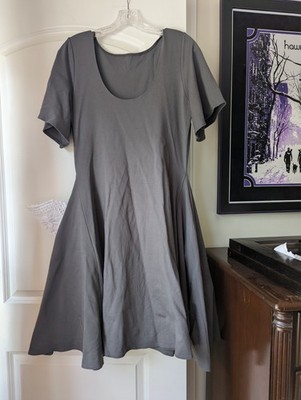 XL Elhoffer Essential Ponte Dress Women Flutter Sleeve Gunmetal Color Pockets
