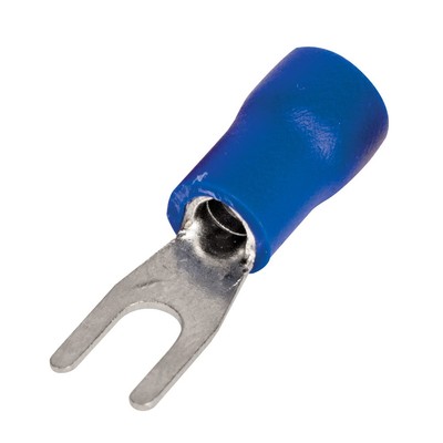 1Pc FTV14-3-BL, Fork Terminal, Tinned Copper, Vinyl Insulated, 16-14 AWG STR, #