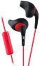 JVC HAENR15B Gumy Sport Secure Fit Earbuds - Mic - In-line Remote (Black/Red) [N