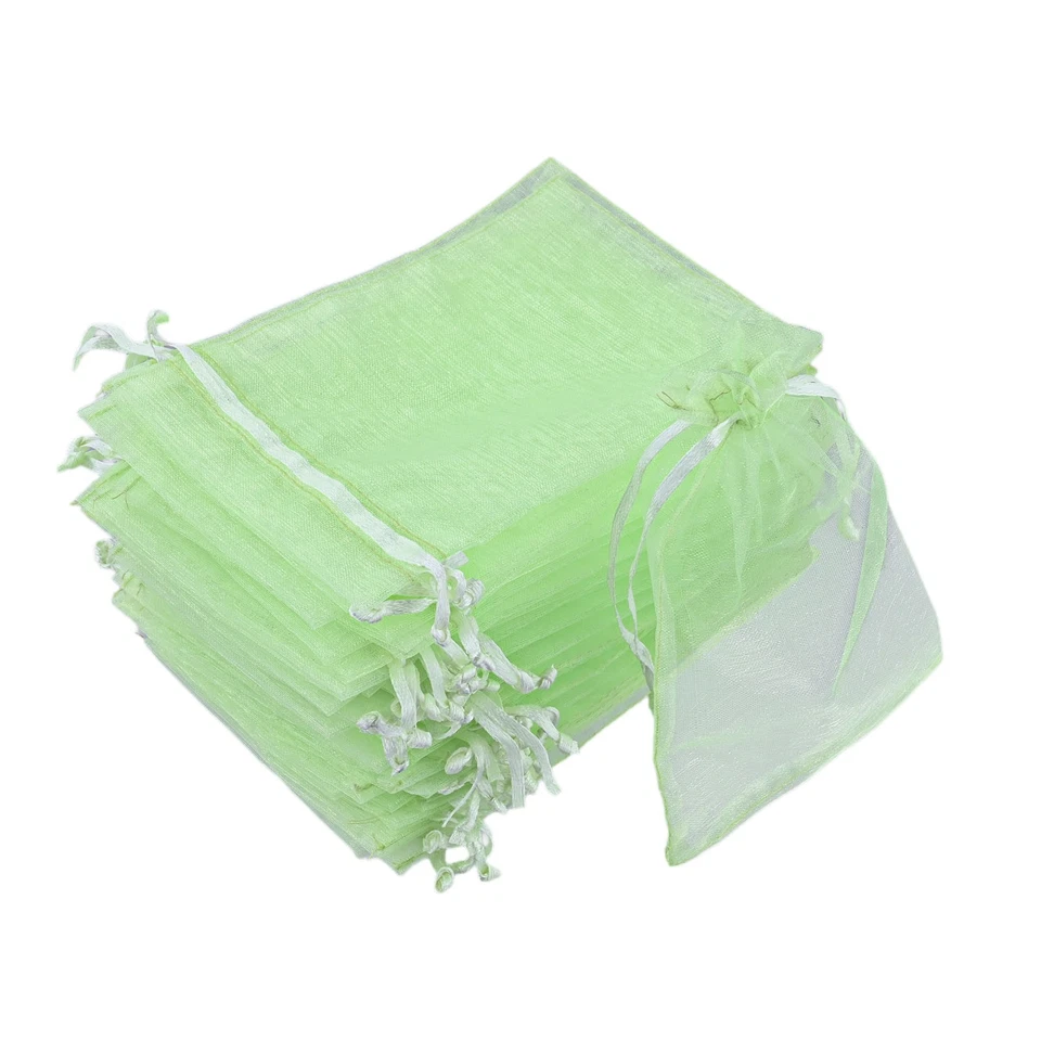 Organza Fruit Protection Bags in Green Color Size 4x6 Inch Pack of 100 - Image 2 of 4