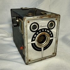 Ansco Craftsman Binghamton Vintage Box Camera Black Silver Classic Design