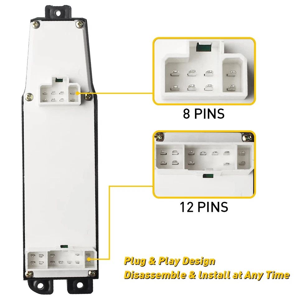 Juego de 2 interruptores de alimentación maestros ventana de puerta para Cherokee Jeep Sport 1997-2001 12+8 pines Foto 4 de 4