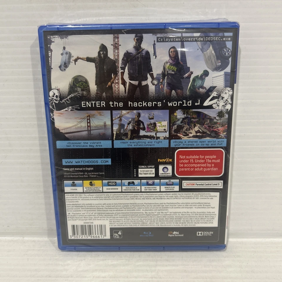 Watch Dogs 2 (PlayStation 4, 2016) Brand New Sealed - Free Postage - Image 2 of 2