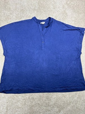 b-SHARP Women's Navy Blue Henley Dolman Top M Viscose Spandex