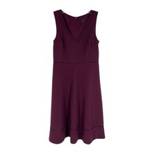 Ann Taylor Dress Womens Size 4 Plum Burgundy Lattice Lace V-Neck Classic