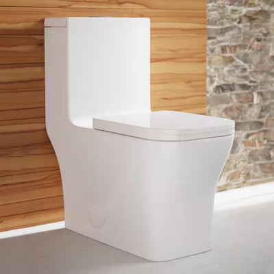 Concorde 14 In. Rough-In 1-Piece 1.1/1.6 GPF Dual Flush Square Toilet in Glossy