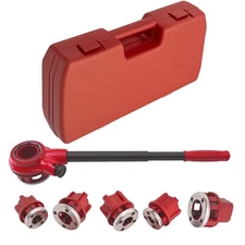 BSPT Ratchet Pipe Threader Kit, Manual Ratcheting Pipe Threading Tool Set w/ ...