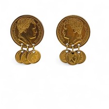 Sarah Coventry Vintage 1971 Roman Coins Napoleon French Coin Clip On Earrings