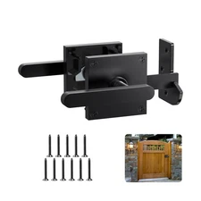 Double Side Gate Latch, Heavy Duty Gate Latch for Wooden Fence, Bla... Fast Ship