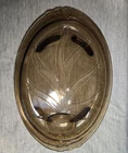 Vintage 1977 PYREX Oval Fireside Serving Platter W/Well Smoke Color 14"x10" EUC