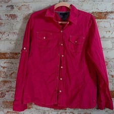 Tommy Hilfiger Button Down Shirt Womens L Pin...
