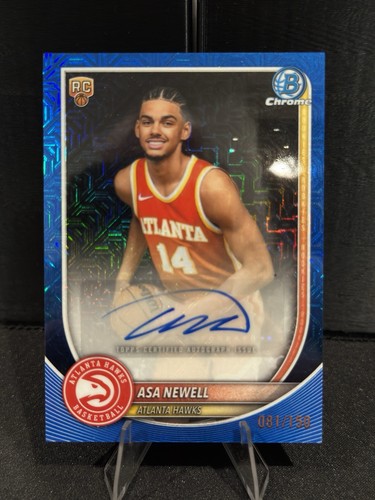 2025 Bowman Chrome Asa Newell Blue Mojo Refractor RC /150 Hawks Auto #BCA-AN