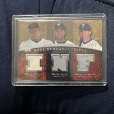 2007 UD Premier Rare Remants Triple Tejada, Jeter, Young Jersey /50
