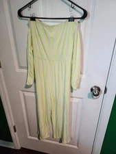 Heart and Hips White and Neon Stripe Jumpsuit Romper Size L