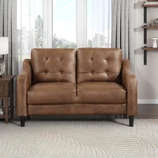 Barolo Polished Microfiber Living Room Loveseat, Brown