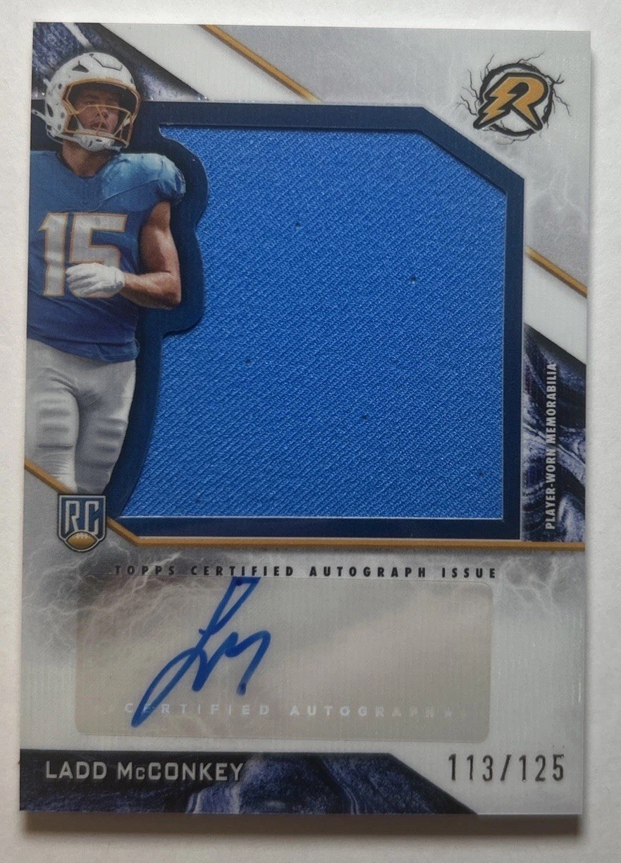 2024 Topps Resurgence Rookie Patch Autographs Ladd McConkey #RPA-LM AU, MEM, RC