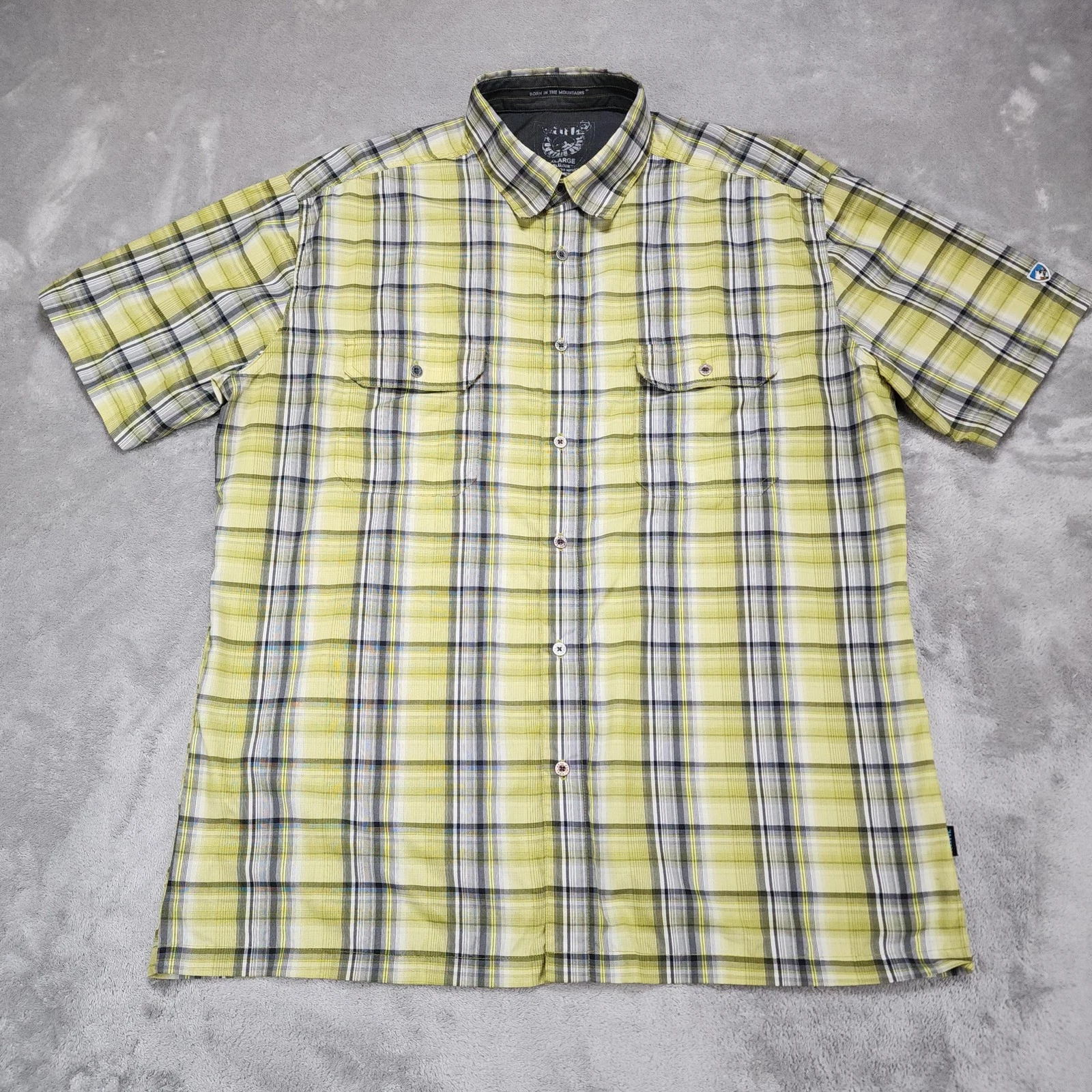 Kuhl Shirt Mens XL Plaid Snap Button Short Sleeve Outdoor Hiking Lightweight
