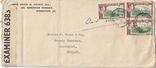1943 Jamaica oversize censored cover from Kingston to Liverpool England
