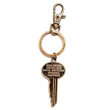 10 BULK Christian Keychain Bronze - God Open doors Inspirational Religious Jesus