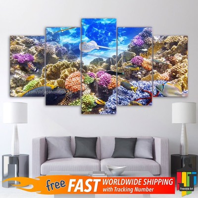 5 Pieces Home Decor Canvas Print Wall Art Underwater Coral Reef