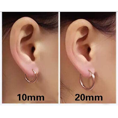 Orecchini A Cerchio Huggie In Acciaio Chirurgico 20mm - Placcato Oro Rosa 14k - Poetic Dove - Foto 4