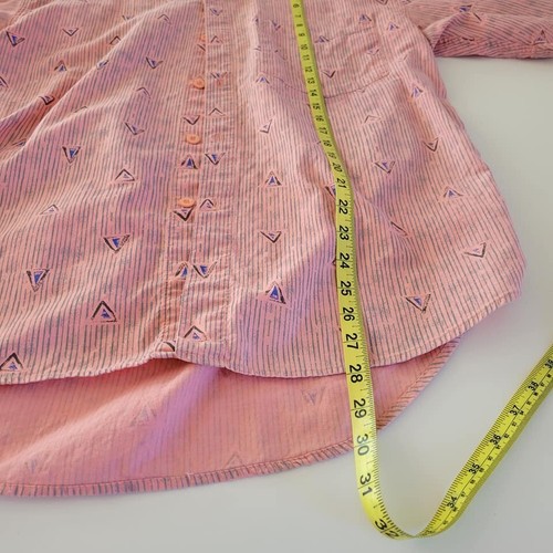Vintage PERMIT Brand 90s Geometric Print Shirt Skater Grunge Pink Gray Size Med - Picture 7 of 8