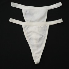 2 NEW Victoria's Secret VTG 100 Cotton Signature V-String Thong Panty SMALL