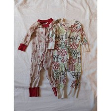 Hanna Andersson christmas zip pajamas 2 pairs size 9-18mo