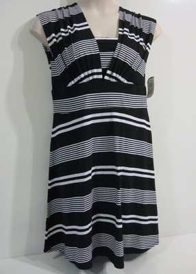 black and white striped sundress